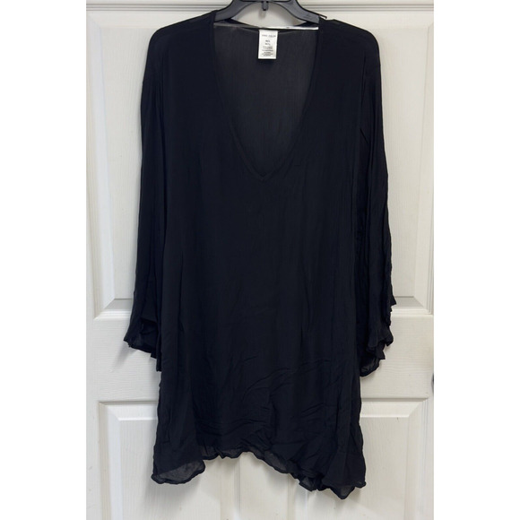 Anne Cole Flounce Tunic Swimsuit Coverup Black Women's Size M/L - Picture 2 of 10